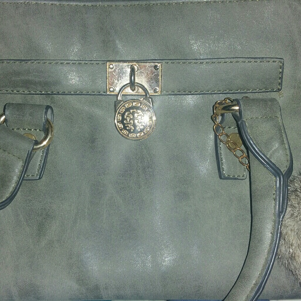 Gorgeous gray leather purse with matching wallet